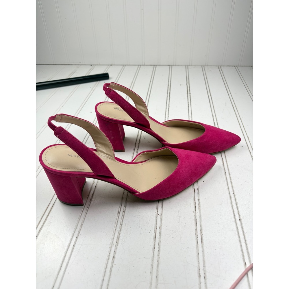 Marc Fisher Pink Suede Slingback Block Heels Dress Pumps Women's Size 7 - Picture 5 of 9